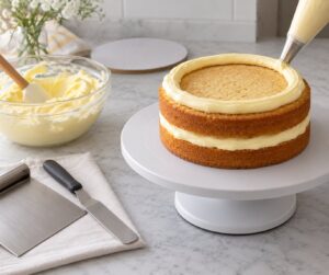 how to fill and crumb coat a cake