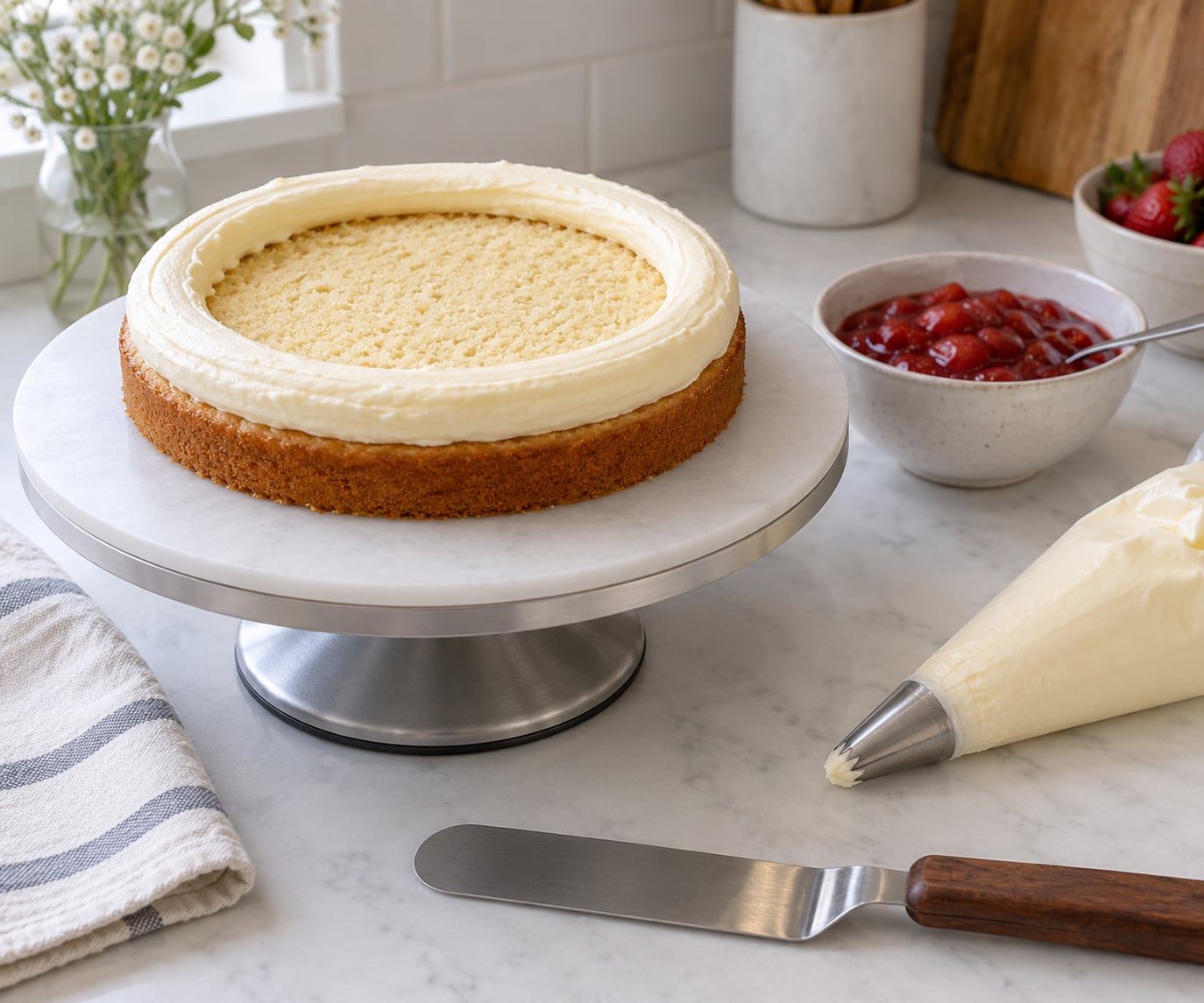 how to make a dam of frosting to hold filling