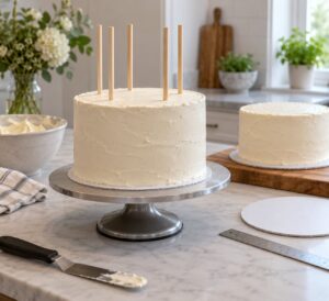 how to use dowels in a tiered cake