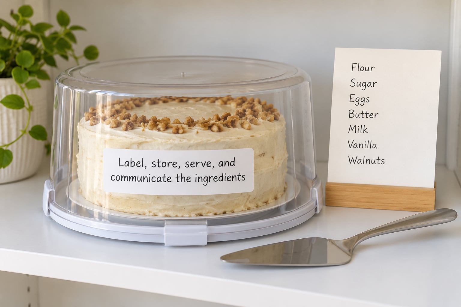 Label, store, serve, and communicate the ingredients