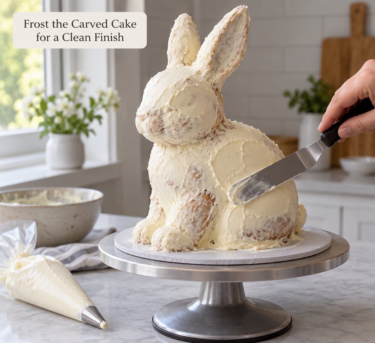 Frost the Carved Cake for a Clean Finish