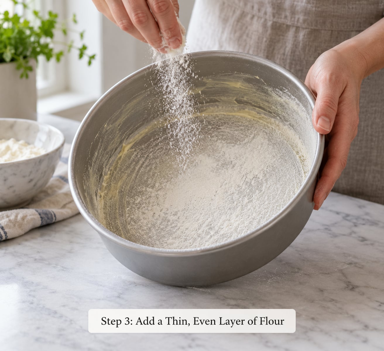 Step 3: Add a Thin, Even Layer of Flour