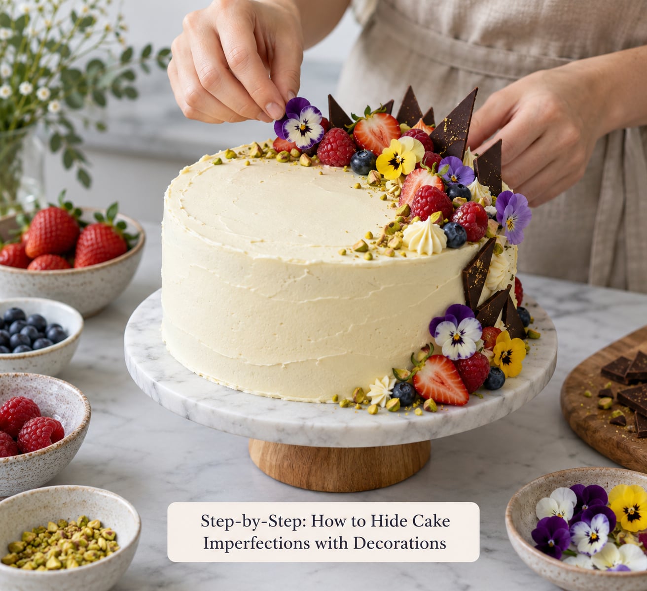 Step-by-Step: How to Hide Cake Imperfections with Decorations
