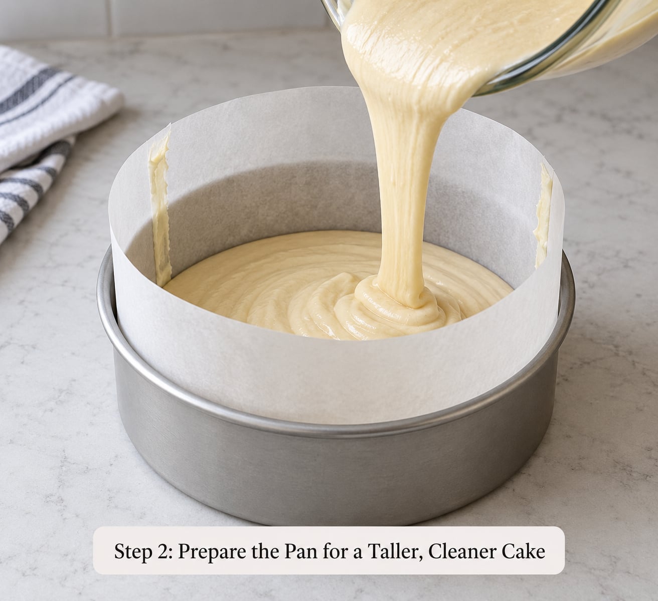 Step 2: Prepare the Pan for a Taller, Cleaner Cake