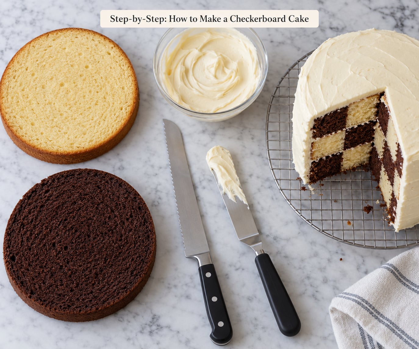 Step-by-Step: How to Make a Checkerboard Cake