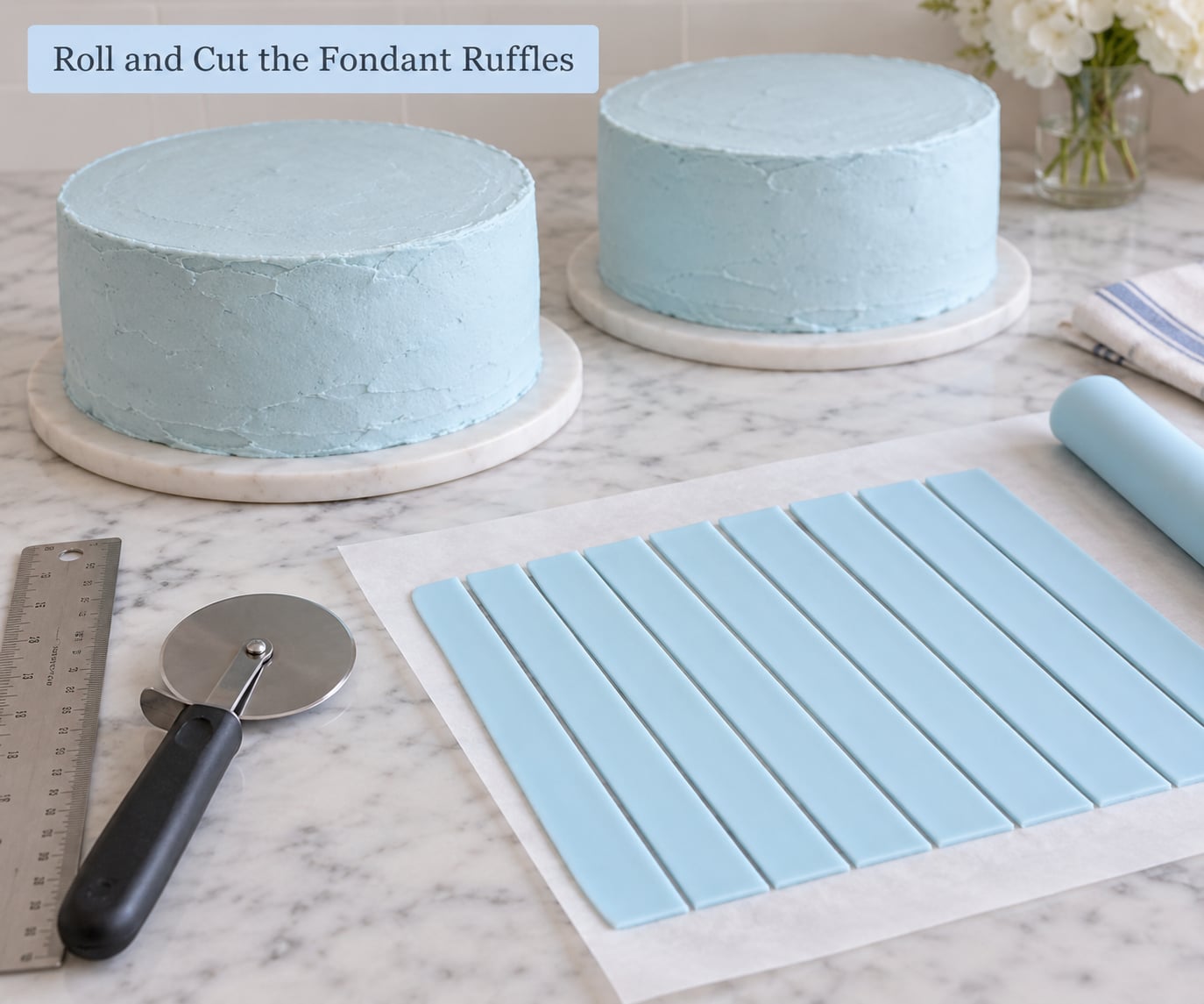 Roll and Cut the Fondant Ruffles