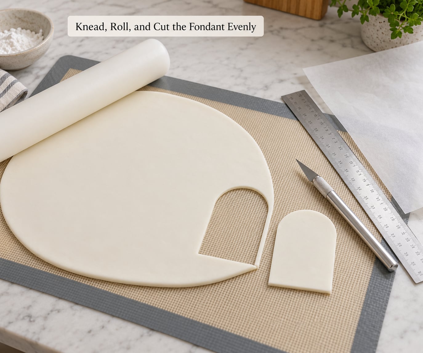 Knead, Roll, and Cut the Fondant Evenly