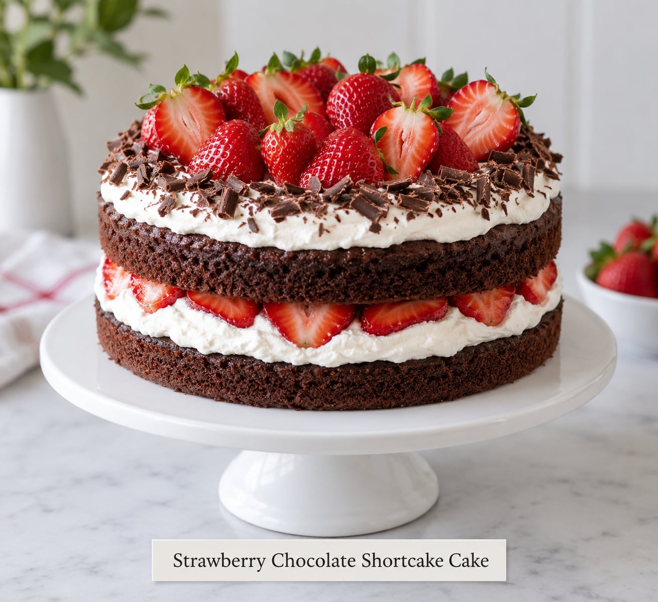 Strawberry Chocolate Shortcake Cake