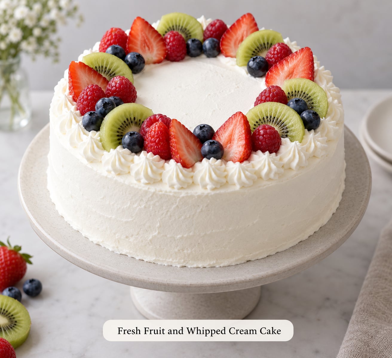 Fresh Fruit and Whipped Cream Cake