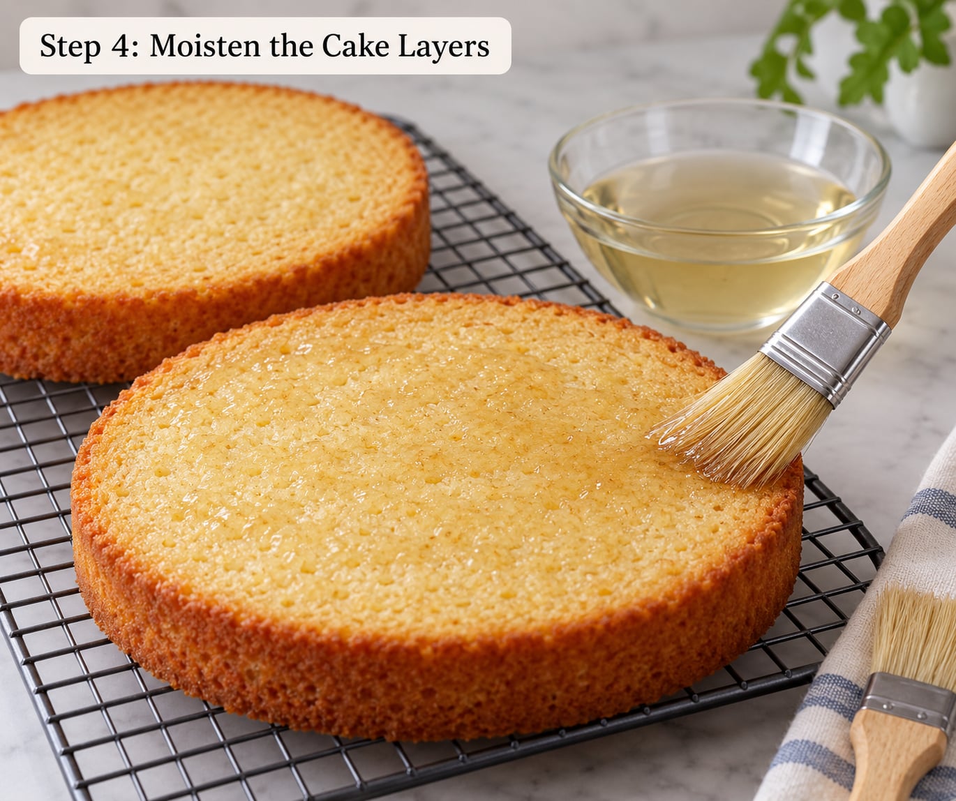 Step 4: Moisten the Cake Layers