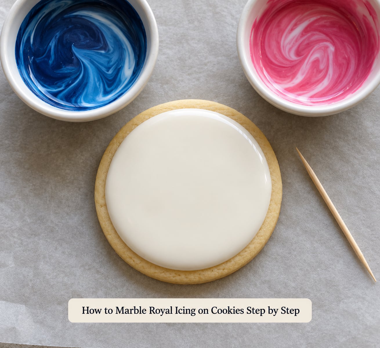 How to Marble Royal Icing on Cookies Step by Step